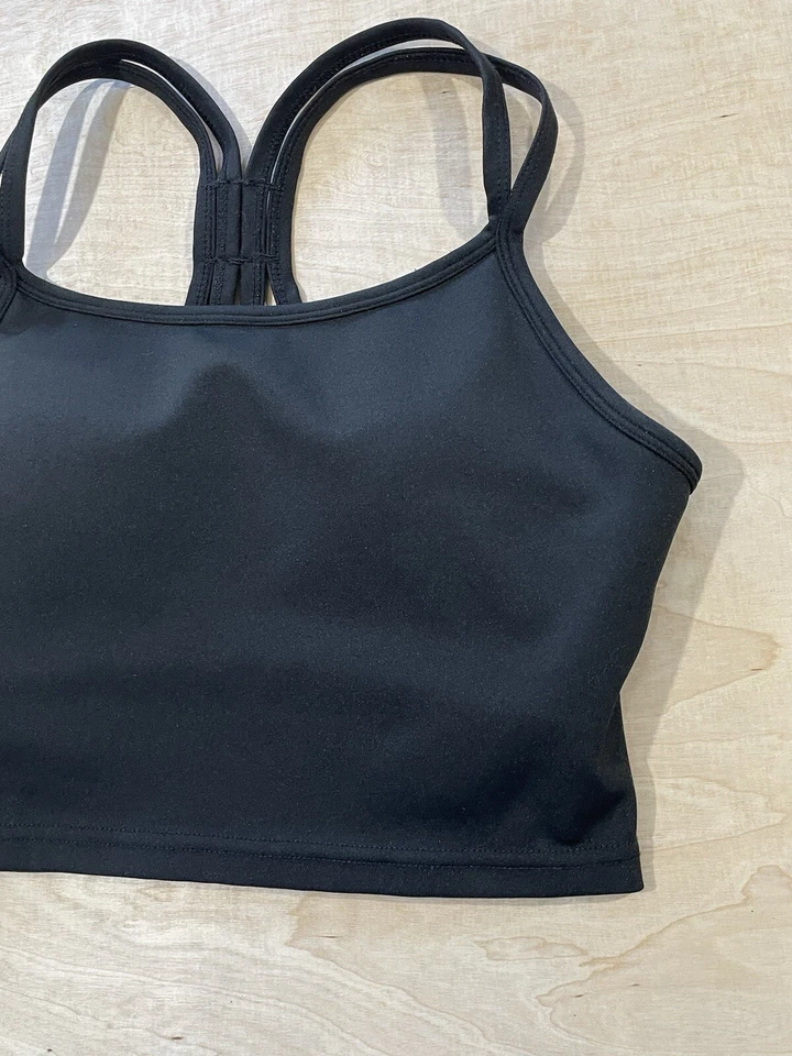Adrienne Vittadini cropped tank top activewear with built-in bra Sz S Black - Image 3 of 4