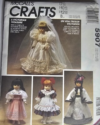 McCalls 5907 Victorian Treasure Pattern Doll Clothes VINTAGE 1992 Unused-C1 