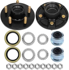 2 Sets 3500Lb Trailer Axle Trailer Hub Kit 5 Bolt 4.5",5×4.5 Trailer Hub Fit 1-1