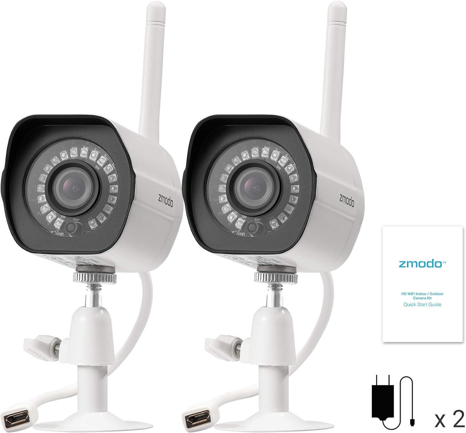  2 Pack Wireless Security Camera System Smart Outdoor WiFi IP Cameras Night