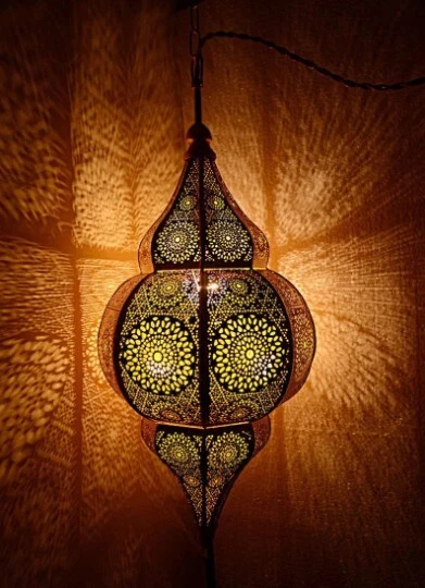 Luminária de teto marroquina moderna turca feita à mão design vintage 20" - Imagem 2 de 4