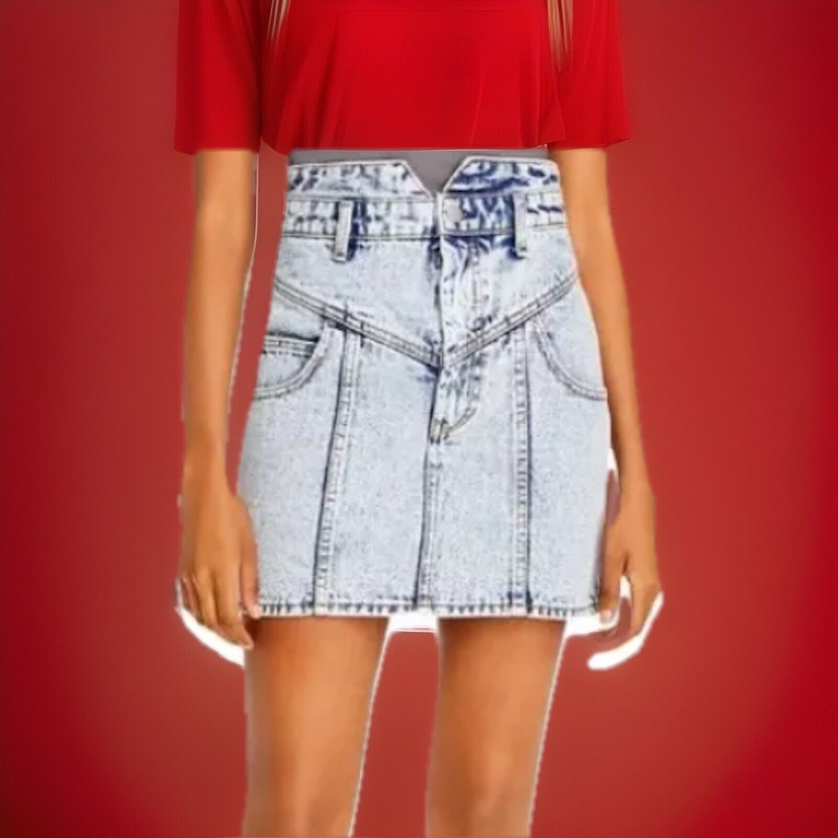 Aqua Womens Blue Denim Yoke Mini Skirt Size 28