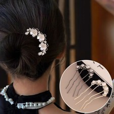 U Shaped Hairpin Pearl Style Hair Stick Hair Pin Hair Fork Stick Pins Womens;