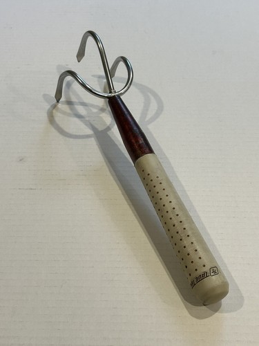 Vintage Garden Claw Fork Planting Hand Rake True Temper Leather Handle Cultivate