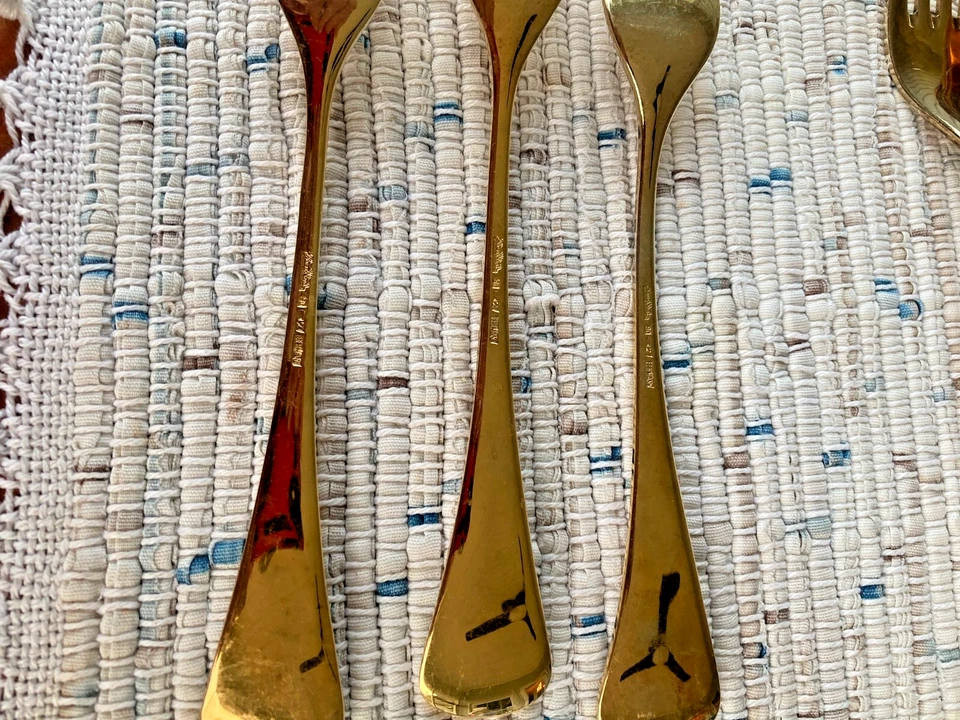 Rosenthal MOTIVO ROMÁNTICO 24K Chapado en Oro Bjorn Wiinblad Tenedor de Ensalada Cubiertos Foto 4 de 4