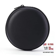 Earphone Case Headphone Earbud Hard Protective Carrying Case Bag Black Round