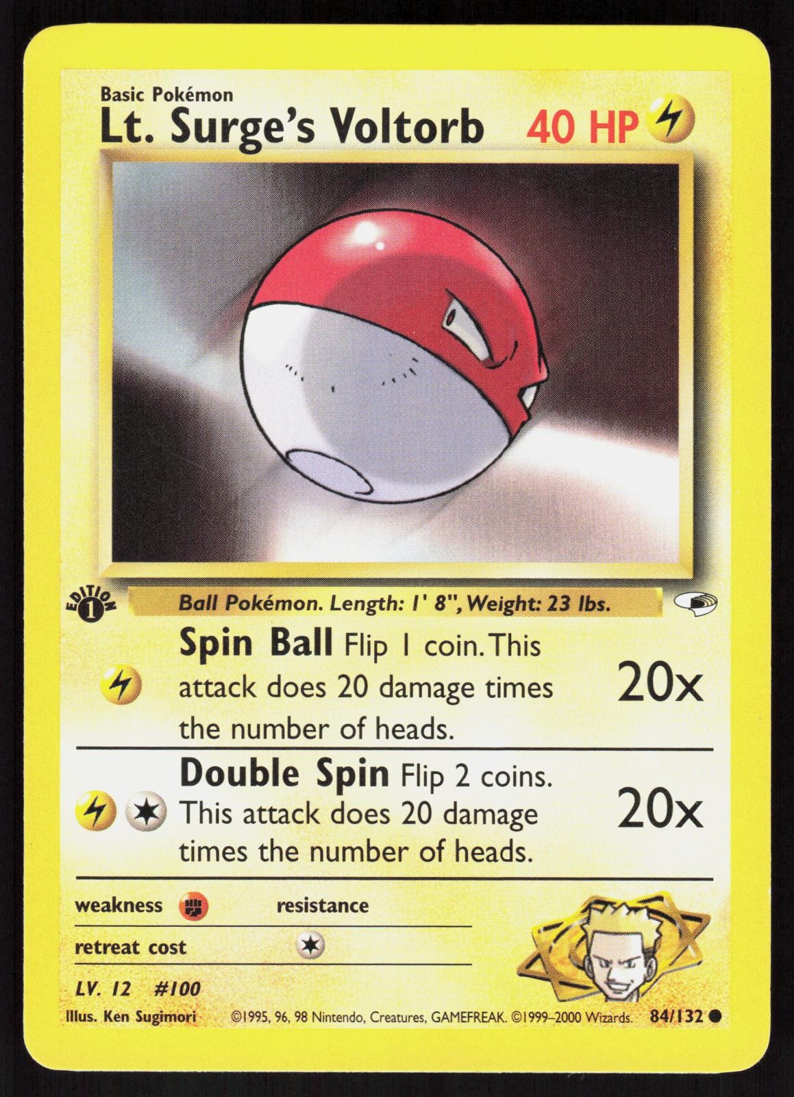 Lt. Surge's Voltorb 84/132 - Pokemon 1st Edition Gym Heroes - Common - LP/NM