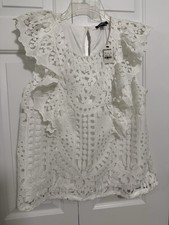 NWT Express Womens Lace Sleeveless White Top ...