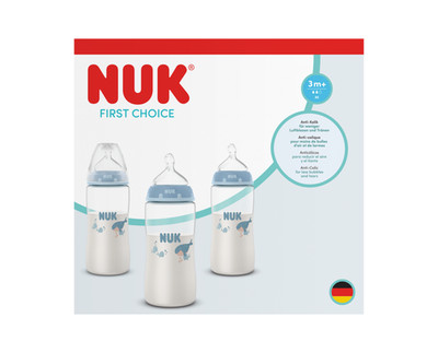 NUK  First Choice+ Boy  3er Flaschenset Wal 300ml ab 3 Monate +