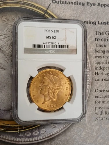 Gold 1902 S $20 MS62 NGC Liberty head double eagle Beautiful UNC TP-9867