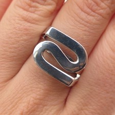 925 Sterling Silver Vintage Mexico Modernist Zig Zag Ring Size 7.25