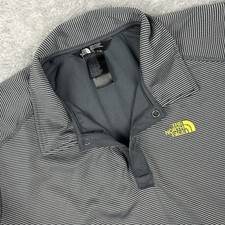 The North Face Gray Stripe Performance Polo Shirt Size Large Logo Flash Dry