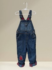 Osh Kosh B  gosh Lined Plaid Patched Overalls Little Boys Size 4T