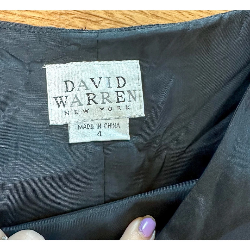 David Warren Vintage 90s Black Silk Dress Sequin Mini Dress 4 - Image 4 of 4