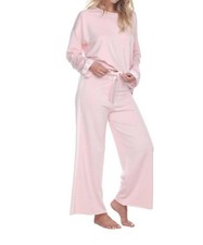 Pj Harlow Kimber Crop French Terry Wide Leg Crop Pant With Satin Stripes Size M