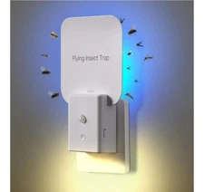 Indoor Plug-In UV Fly Trap (2 PACK ) Fruit Fly Mosquito Catcher with Sticky Pads