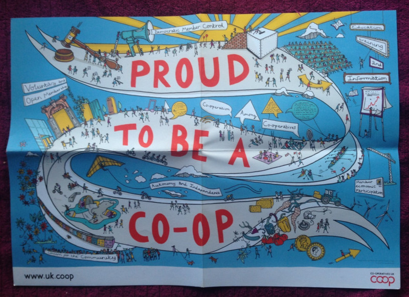 PROUD TO BE A CO-OP; 2018 BIG, 17 X 23, COLORFUL POSTER FROM UK; MEMBER CONTROL
