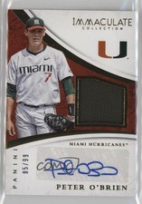 2015 Panini Immaculate Collegiate Materials 85/99 Peter O'Brien #7 Auto rx2