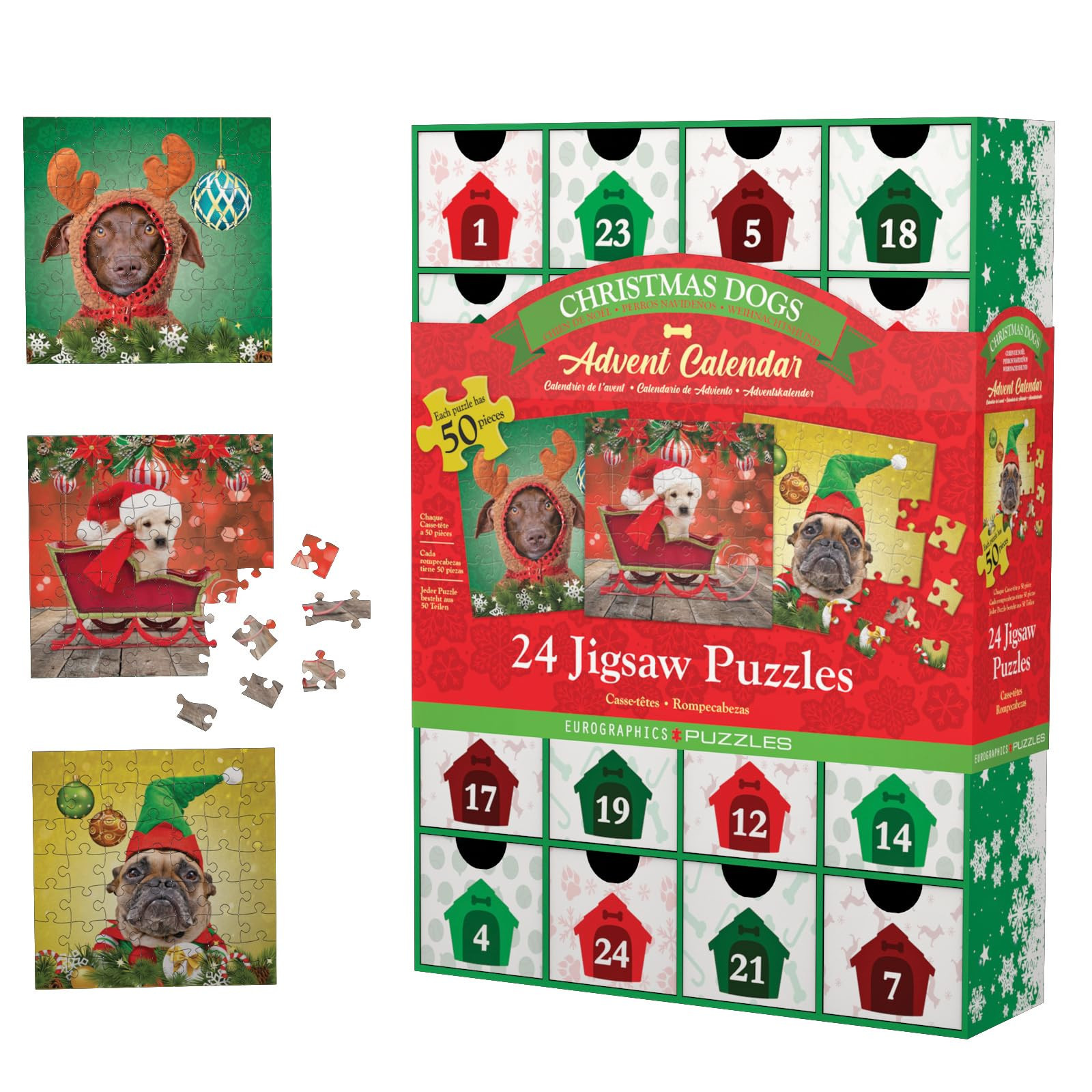 Eurographics 8924-5738 Advent Calendar Christmas Dogs Puzzle