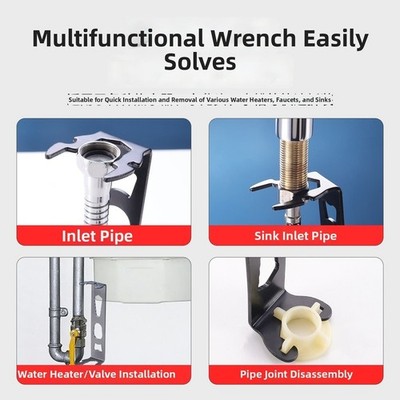 Heavy Duty Multi Function Sink Wrench for Faucet Bathroom Plumbing Tool with 16