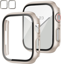 2 Pack Case with Tempered Glass Screen Protector for Apple Watch Series 9/8/7 41