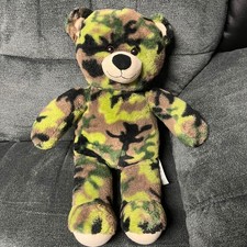 Build A Bear Camouflage Stuffed Animal Teddy Bear Plush Toy 17"
