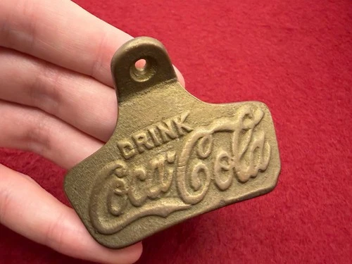 Old Vintage BRASS WALL MOUNTED COKE (COCA COLA) BOTTLE OPENER