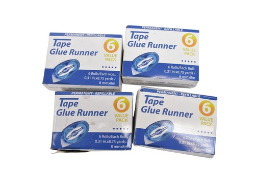 Tape Glue Runner Permanent Refillable 6 Roll Value Pack Lot Of 4 Adhesive Craft