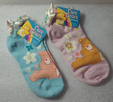 Care Bears Kids Socks Lot   2 Pairs Size 9-11 3D Plush Bear Heads Cute NWT