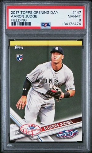 2017 Topps Opening Day Aaron Judge #147 Fielding Rookie Card PSA 8 NM-MINT