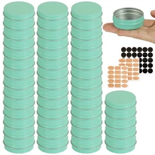 48 Pack 1 oz Mint Green Aluminum Tins with Lids for Salve Candle Spice Contai...