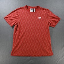 Adidas Mens Originals Monogram Trefoil Geometric T-Shirt Small Red FM3426