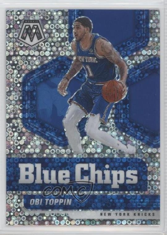 2020-21 Panini Mosaic Blue Chips Fast Break Prizm Obi Toppin #10 0u02