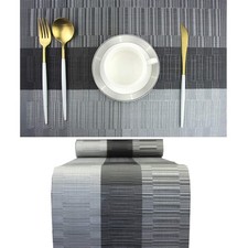 Elegant Placemats with Matching Table Runner,Washable Durable Vinyl Woven Tab...