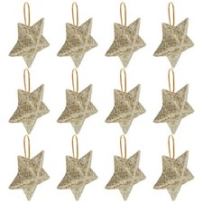 12pcs Star Ornaments: Christmas Hanging Decoration - 3d Glitter Pentagram -