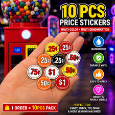 10 Pack "1-Inch" Round PRICE Stickers for Vending Candy Labels Machines Stickers
