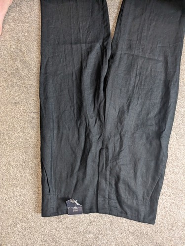M&S Women's Mid Rise Straight Leg Linen Blend Trousers Zip Front Size 8 ,32 Leg - Picture 3 of 10