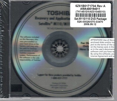 Toshiba Satellite Recovery Disc M110 M115 OEM Drivers Vista Factory Sealed 2006
