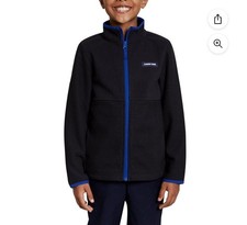 Lands' End Boy's Breathable Grid Fleece Full-Zip Jacket XL 14 6 Black
