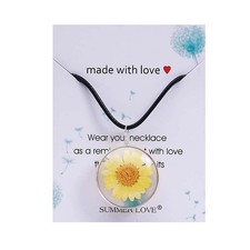 Real Dried Daisy Flower Necklace Handmade Pressed Natural Flowers with Thic - 01