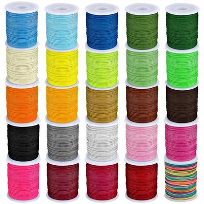 AUEAR, 25 Rolls Nylon Beading String Chinese Knotting Cord 25 Pack, 25 Colors 