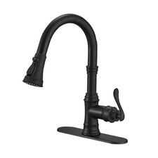 Black Kitchen Faucet with Pull Out Sprayer 3 Spray Modes Farmhouse Single Han...