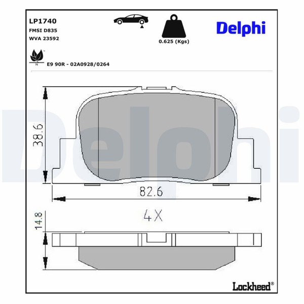 Bremsbelagsatz Scheibenbremse Delphi LP1740 FüR Toyota Camry Prius Liftback 24V-image