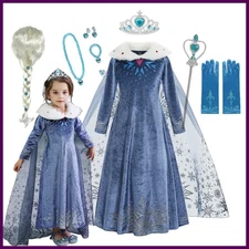 El3sa Princess Dress Girl Birthday Party Winter Costume Kids Cosplay Snow Queen