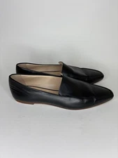 The Row Black Leather Square Loafers Sleek Minimalist Design Flats Size 39 US 9