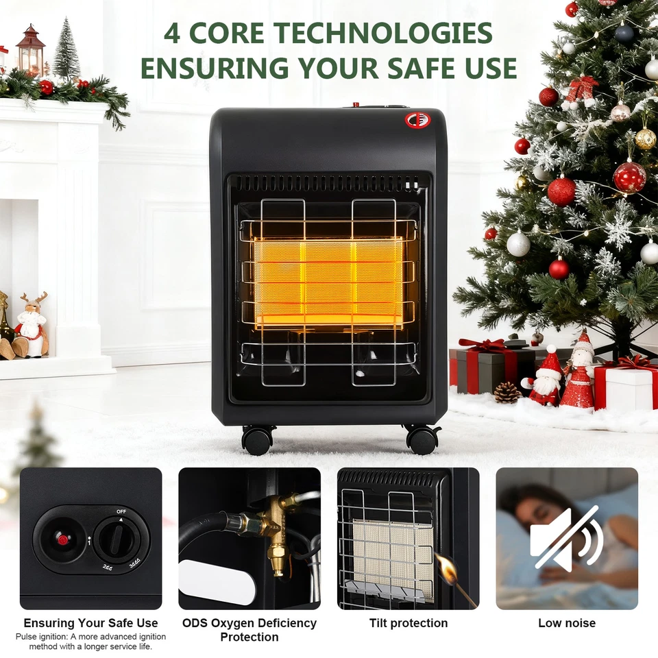 Propane Patio Heater,18000 BTU Fit 20 lb Tank Portable LP Gas Heaters for Garage - Image 2 of 4