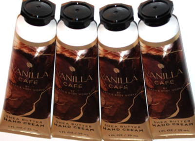 Set of 4 Bath & Body Works Vanilla Cafe Shea Butter Hand Cream Mini Travel New