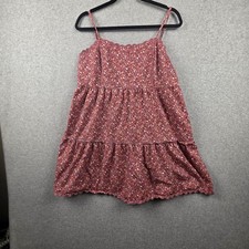 Floral Sundress Womens Medium Pink Tiered Scoop Neck Sleeveless Mini Summer