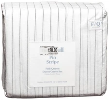 Nestwell BLK Pinstripe Cotton Linen Full Queen Duvet Sham Set Bed Bath & Beyond