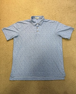 Peter Millar Summer Comfort Golf Polo Mens XL Blue Musical Instrument Print